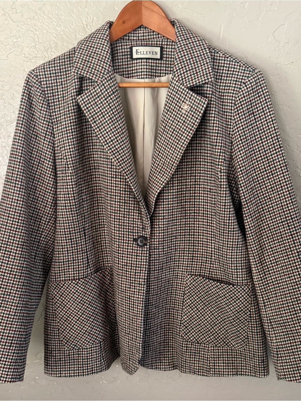 Houndstooth Blazer Jacket in Brown/Black